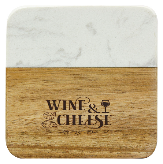 Marble & Acacia Coaster