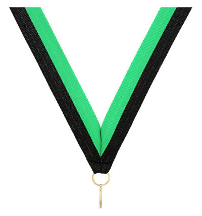 Green / Black V Neck Ribbon