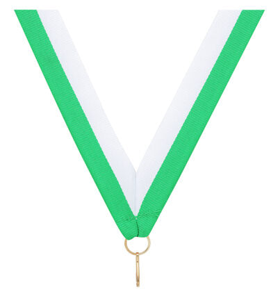 Green / White V Neck Ribbon