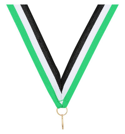 Green / White / Black V Neck Ribbon