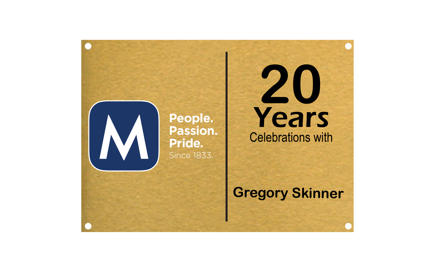 Stainless Steel Plaque Gold 210 x 297mm